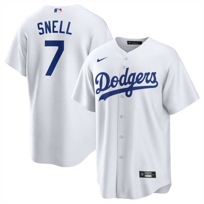 Mens Los Angeles Dodgers #7 Blake Snell White 2024 Cool Base Stitched Jersey Dzhi